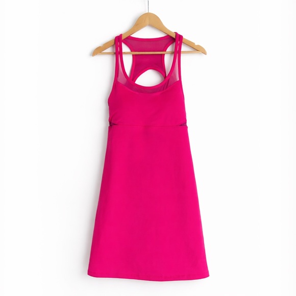 Fabletics Hot Pink Athletic Stretch Dress Strappy Size Large Athleisure Workout - Picture 4 of 12